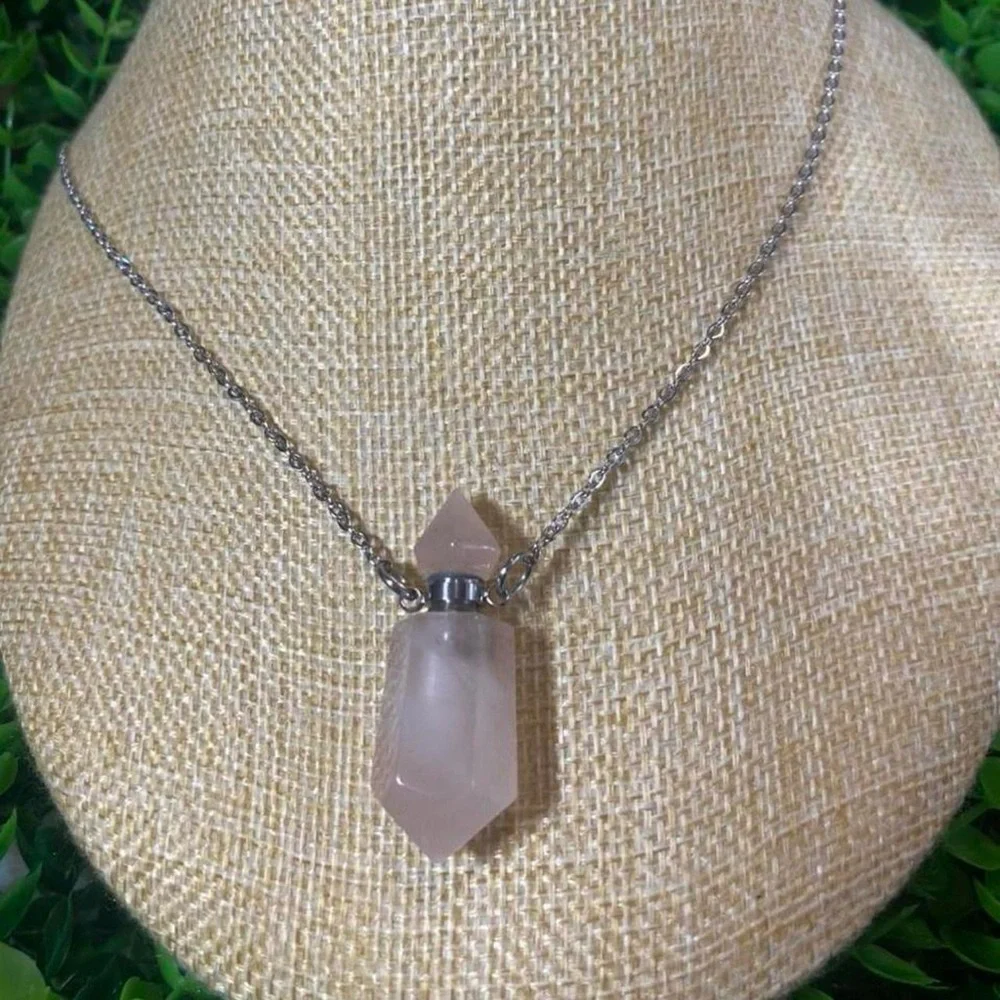 Rose Quartz Point Pendant Necklace - Pink Gemstone Jewelry